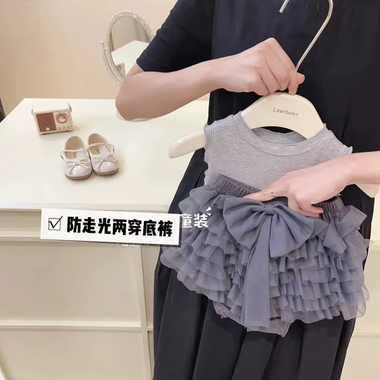高品质 女童夏季tutu裤裙两件套]网纱蛋糕裙可爱背心短裤两件