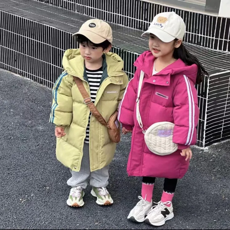 2024新款儿童棉服中长款韩版男女童过膝长款加厚棉服