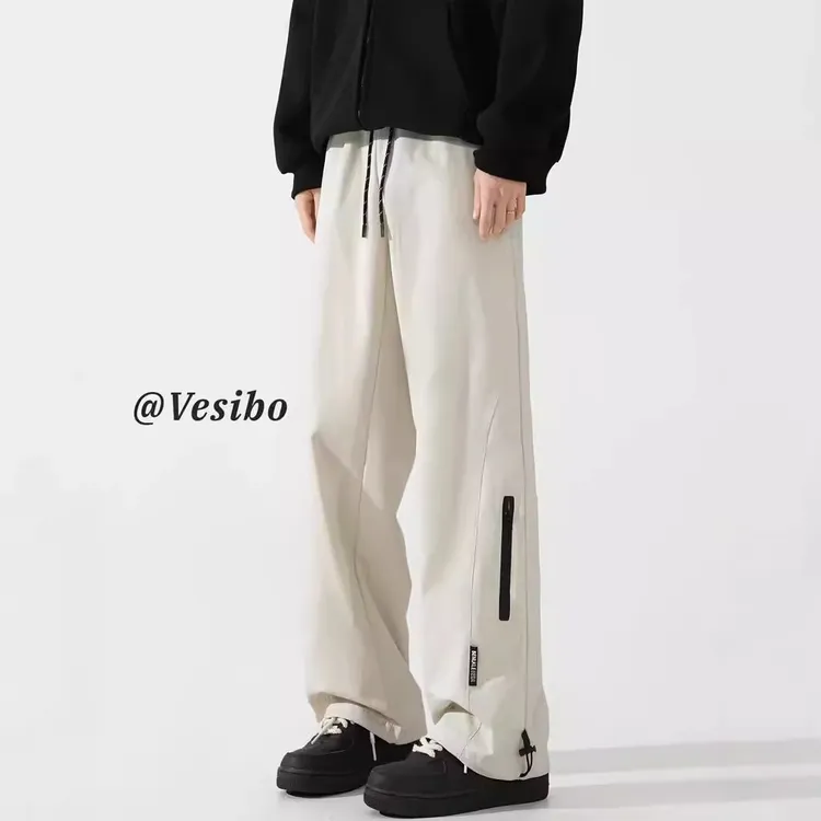 美式复古工装运动冲锋裤男女潮牌户外直筒宽松休闲裤抽绳百搭