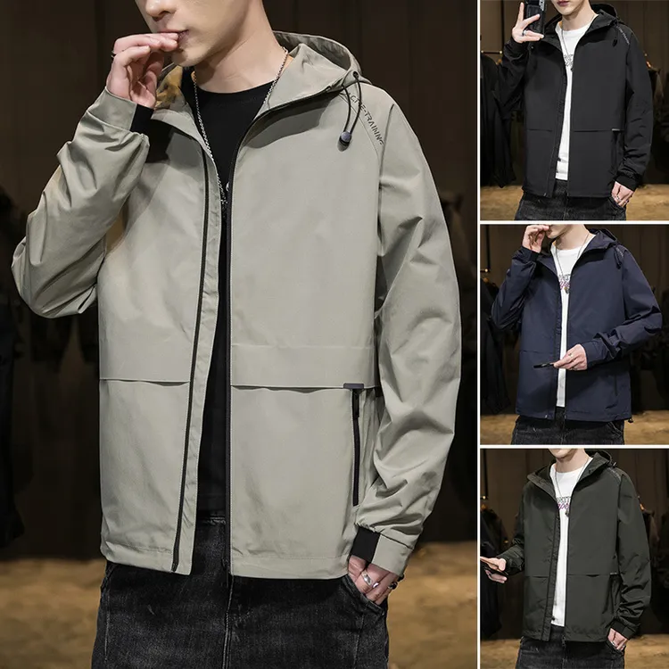 秋季新款男装青年运动外套男士学生连帽夹克衣服工装潮流ins