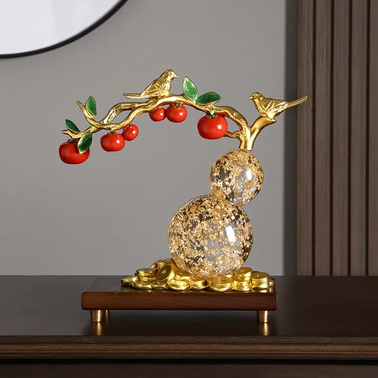 轻奢摆件玄关客厅电视柜装饰品事事如意柿子酒柜乔迁新居礼物家居