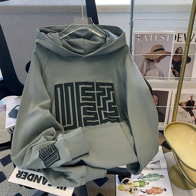 高级感连帽卫衣女宽松韩版设计感小众下衣失踪上衣