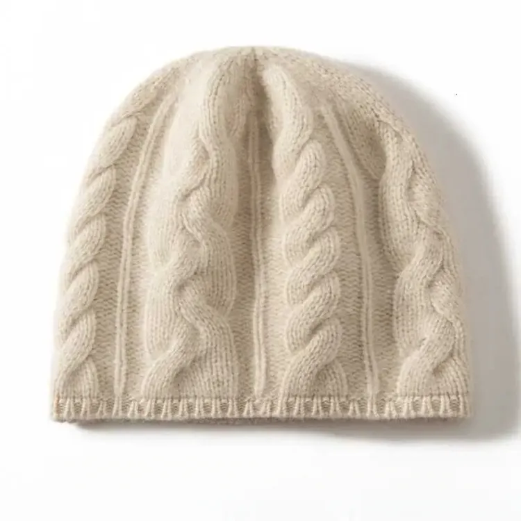 新款100%纯羊毛洋气帽子女秋冬正品时尚保暖绞花休闲护耳针织帽子