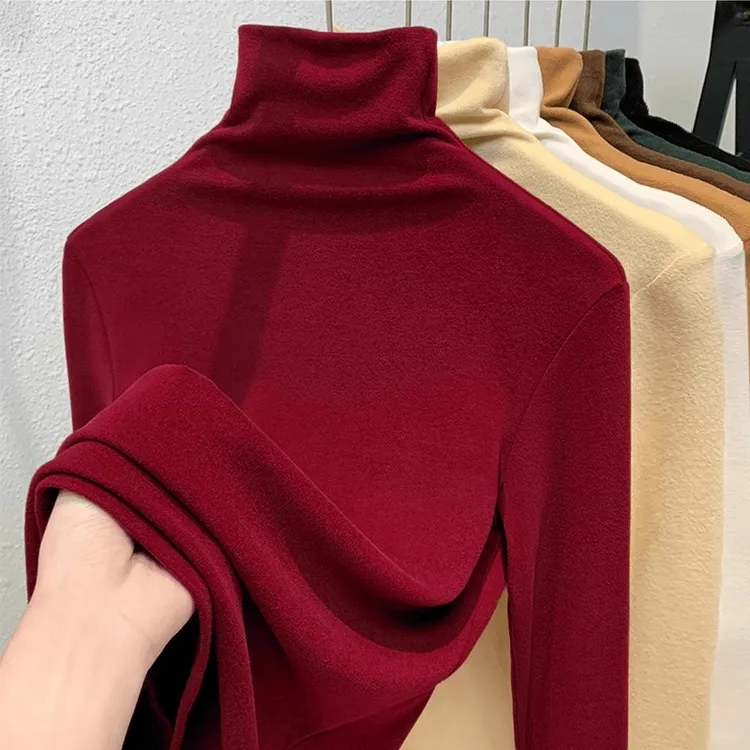 欧货安哥拉红堆堆领打底衫女秋冬内搭高领毛衣显瘦气质羊毛针织衫
