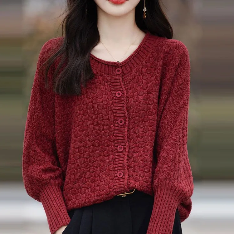 胖mm大码女装针织开衫女镂空钩花长袖外套毛衣宽松慵懒风外搭上衣