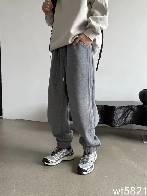 美式休闲痞帅宽松卫裤毛圈抽绳运动束脚裤简约百搭