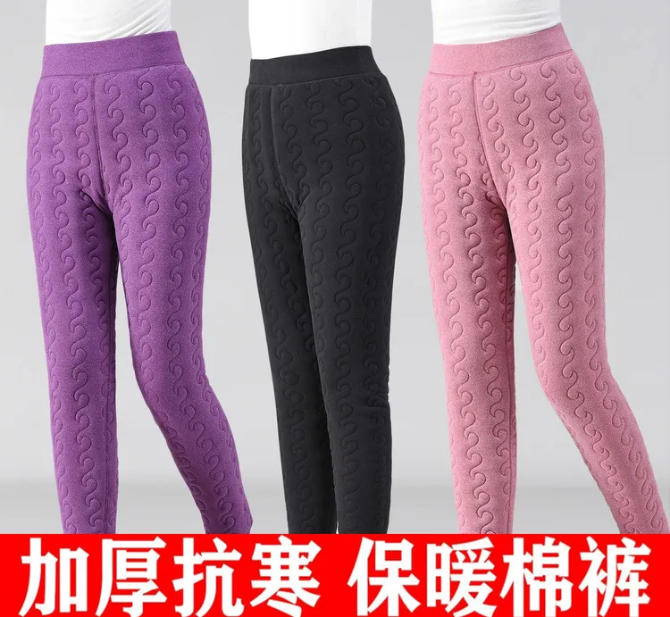 新品冬季加绒加厚棉裤中老年女士保暖裤高腰大码宽松妈妈棉裤弹力