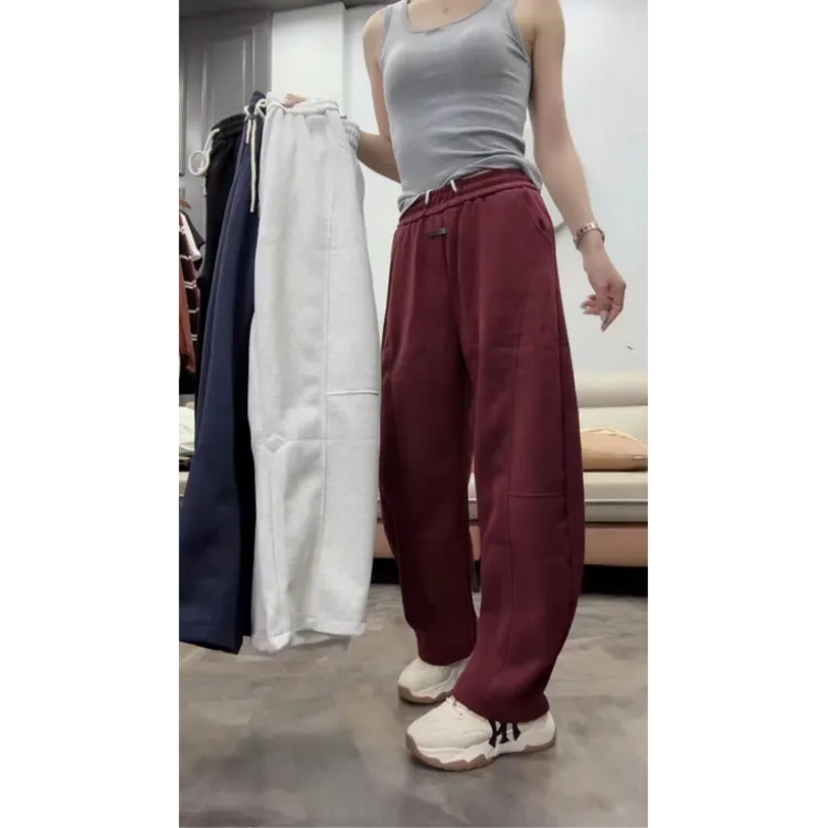 格洛森2024年早秋新款女胖mm休闲时尚百搭遮胯微高腰直筒弯刀卫裤