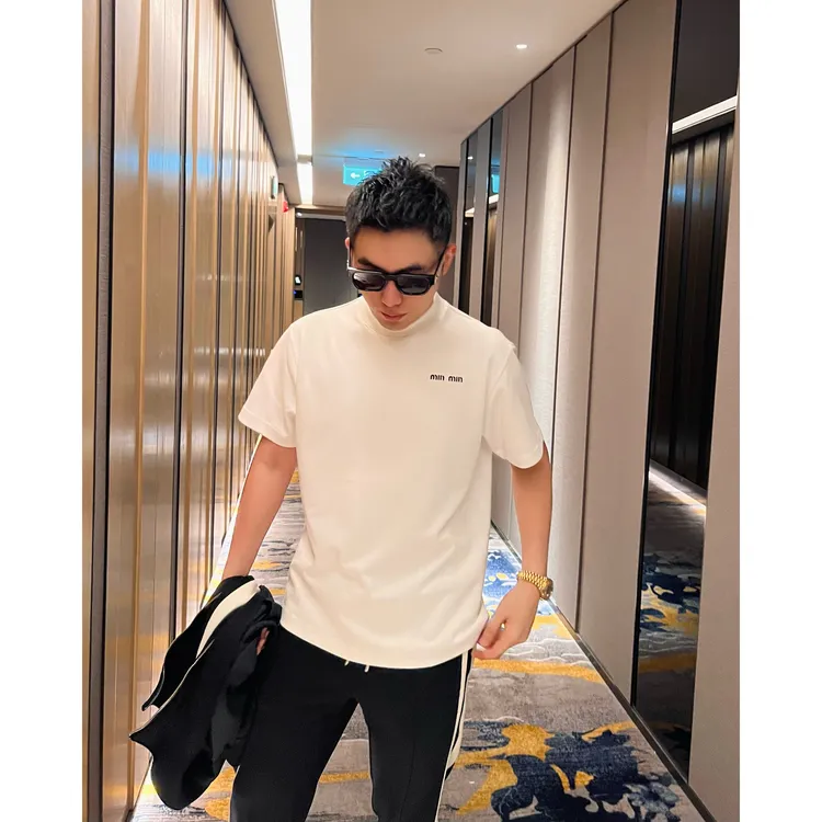 【后背小标】极简285克黑白刺绣T恤轻奢时尚宽松男士短袖情侣款