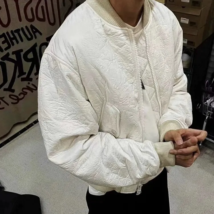 vintage白色尼龙夹棉外套