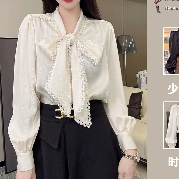 白色衬衫女春秋季时尚洋气小众设计感打底衬衣法式甜美别致上衣服