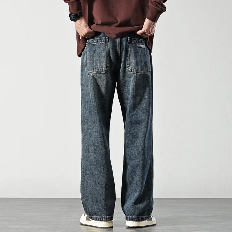 秋季新款牛仔裤男款水洗直筒宽松潮牌阔腿长裤子男生青年百搭男裤
