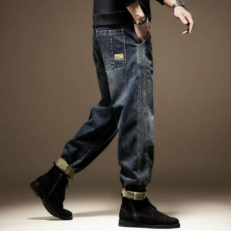 阔腿牛仔裤男士男款潮男高端痞帅宽松爆款直筒潮牌工装牛仔裤秋冬