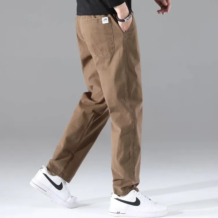春秋裤子男美式潮牌宽松直筒长裤抽绳高端慵懒风休闲裤男士运动