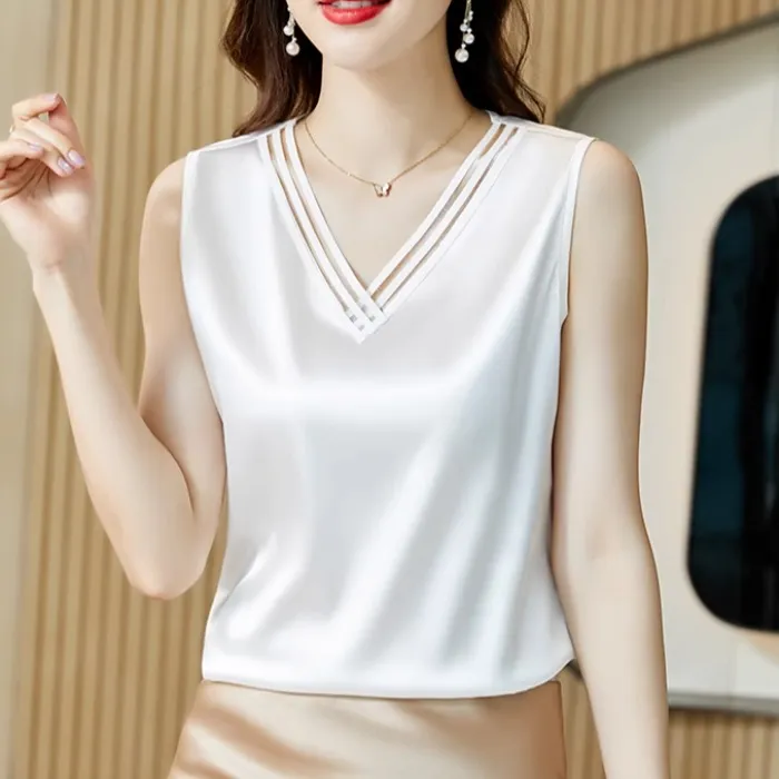 V领背心吊带女2024春夏季新款打底衫西装内搭设计感小众气质上衣