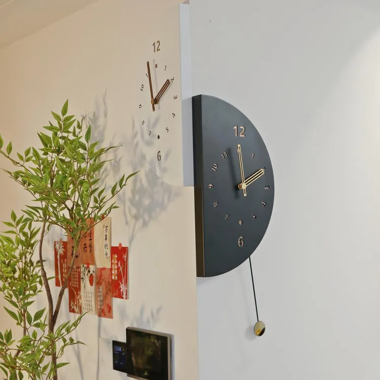 2025新款现代简约客厅拐角双面挂钟家用转角时钟餐厅钟表挂墙挂表