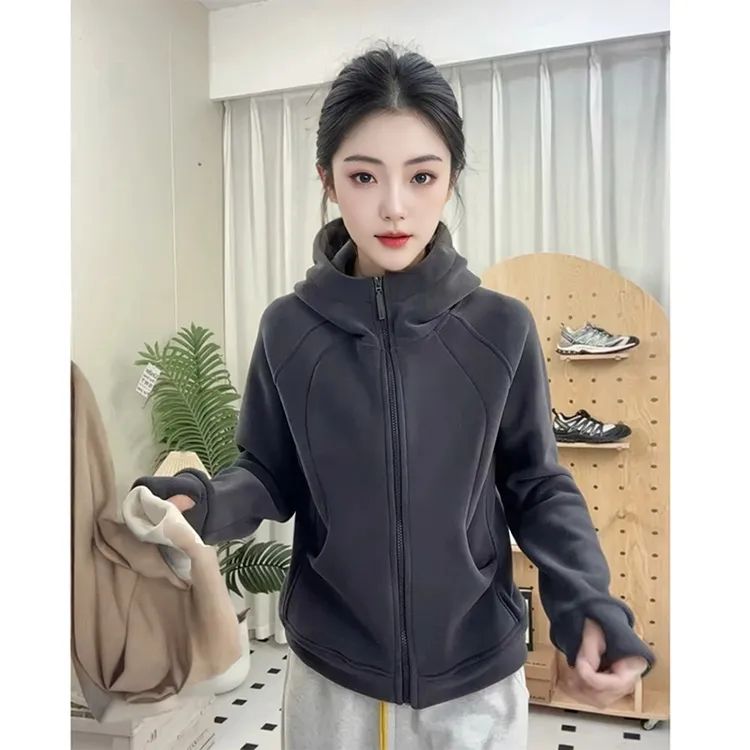美式复古连帽外套女2025春季拉链款双面加绒卫衣时尚百搭长袖上衣