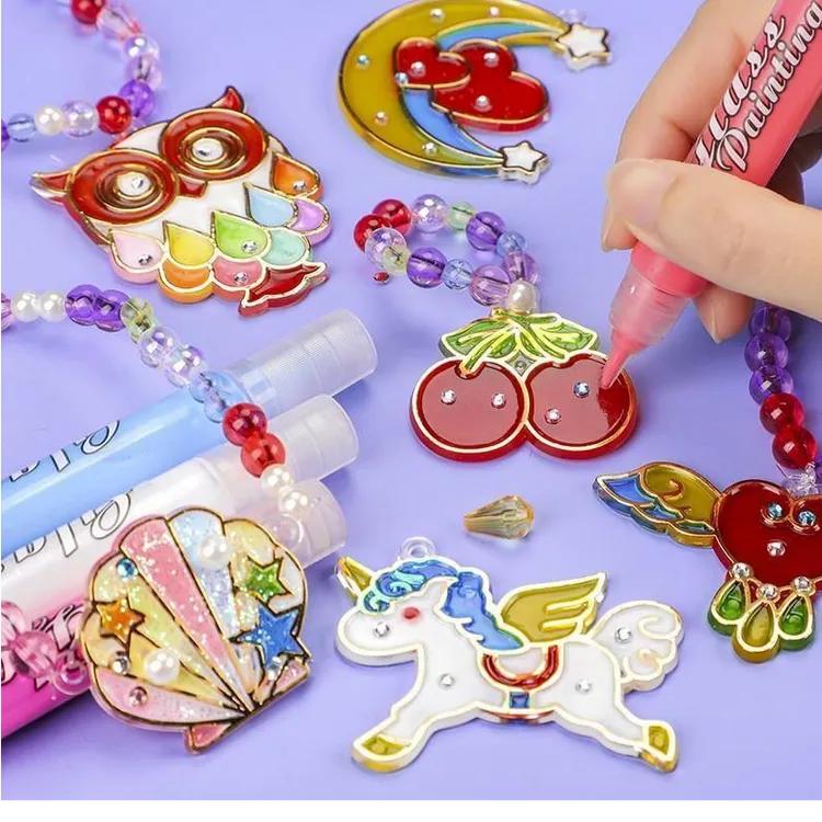 圣诞款儿童免烤胶画diy手工制作女孩玩具挂件水晶彩胶画