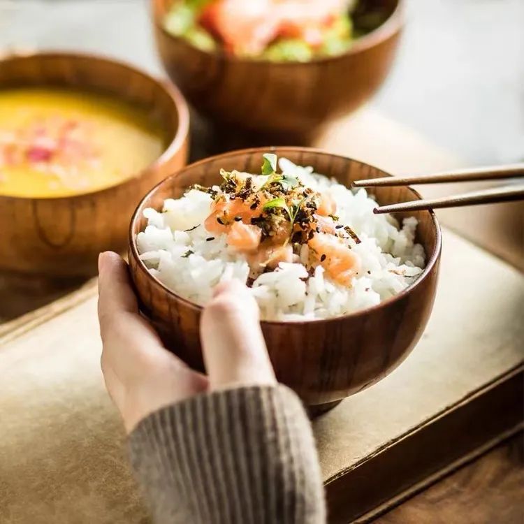 日式木碗成人碗家用加厚防烫饭碗宝宝碗大号拉面碗 创意沙拉碗