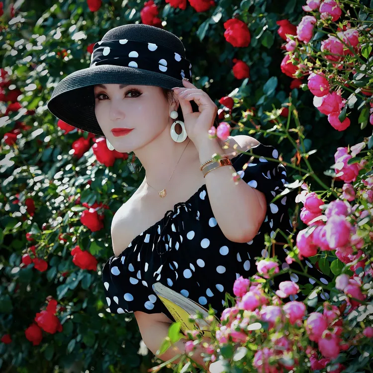 【长裙系-黑底白波点】2025春夏季连衣裙女长裙收腰显瘦大码长裙