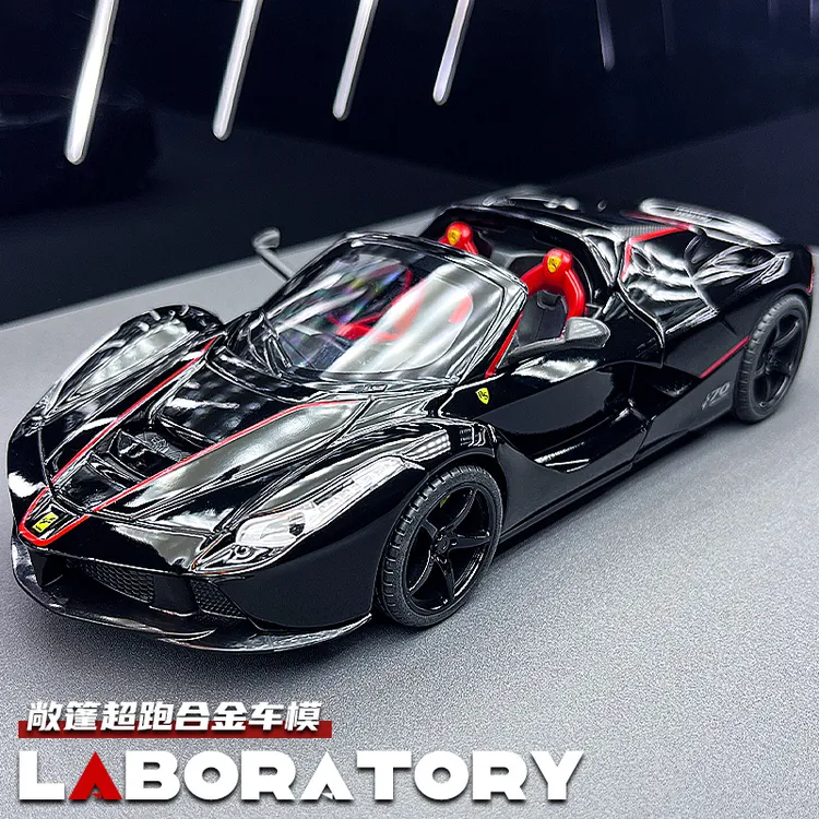 仿真跑车模型1:22拉法敞篷合金车模声光回力男孩汽车玩具收藏摆件