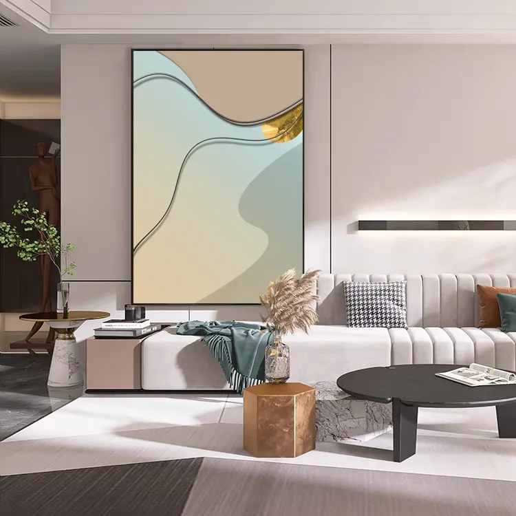 【曲水生金】莫兰迪高级抽象画极简客厅画沙发背景画玄关画单幅轻奢