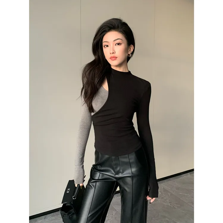 JIJINQI显瘦气质长袖百搭上衣初秋新款设计感针织衫 JC07SZXL130