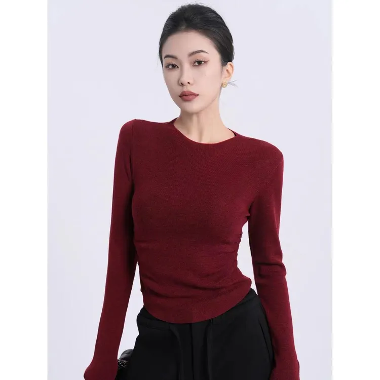 JIJINQI【现货清仓】显瘦圆领紧身气质打底上衣JINQBSP1118