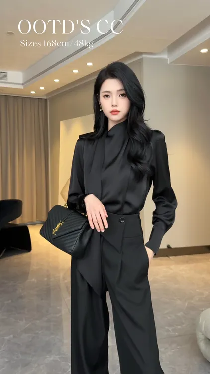 JIJINQI时尚长袖休闲百搭衬衫秋冬新款显瘦修身衬衣女JC10SZXL280