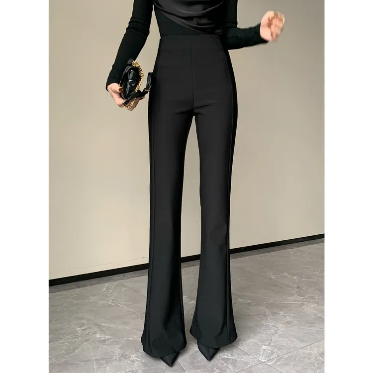 JIJINQI显瘦高腰休闲加绒超模裤秋季新款微喇叭休闲裤JC10KZXL331