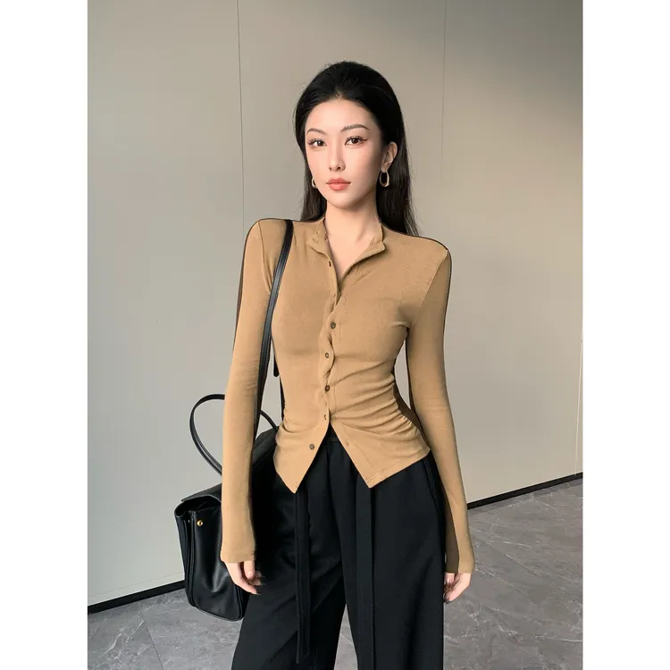 JIJINQI显瘦长袖设计修身打底上衣秋季新款女生针织衫JC09SZXL239