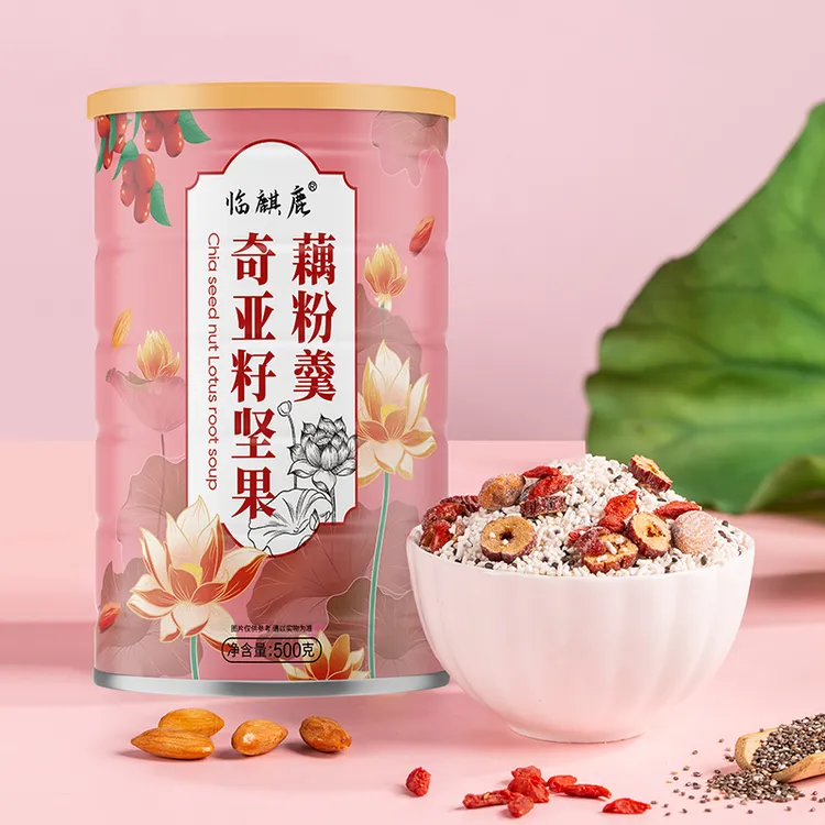 【到手4罐】临麒鹿奇亚籽坚果藕粉羹速溶营养软糯500g/罐