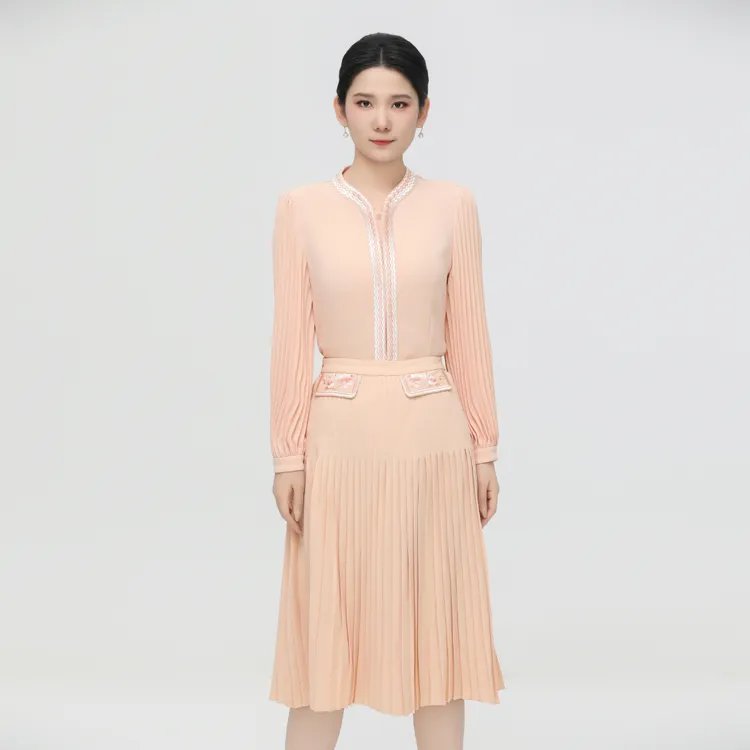 浒城古娘中式国风气质舒窈衬衫 百褶半裙 套装-18A23629+19A23502