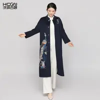【山羊绒】手工高定绵羊毛重工气质刺绣春秋灵雀双面呢大衣DMT11351