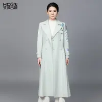 浒城古娘国风重工刺绣气质长款百搭宽松女士雀舞风姿风衣11A23279