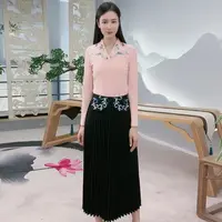 浒城古娘中式国风绣花时尚气质修身显瘦中长款苏瑶半裙-22D19382