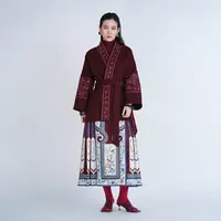 浒城古娘国风保暖系带刺绣气质百搭瑾瑜苗绣双面呢大衣GDD71527