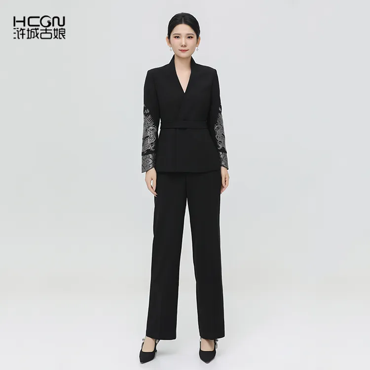 浒城古娘新中式高端职场女装龙韵骊行西服套装21C18126+21C19118