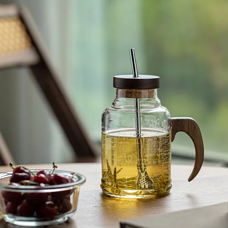 现代简约带盖耐高温玻璃杯大容量水壶吸管杯带把马克杯奶茶杯