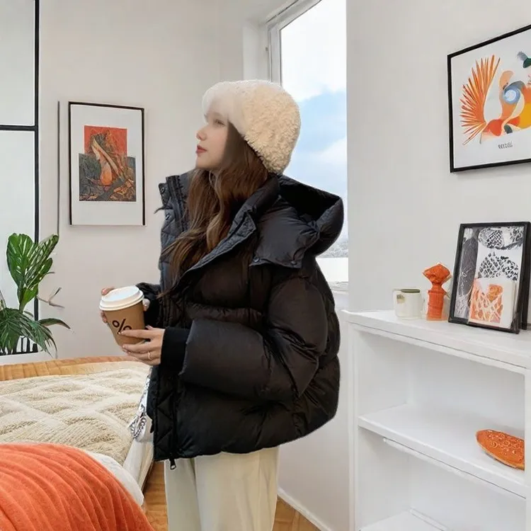 羽绒棉服2025冬季新款宽松棉衣面包服连帽短款小众加厚棉袄外套女