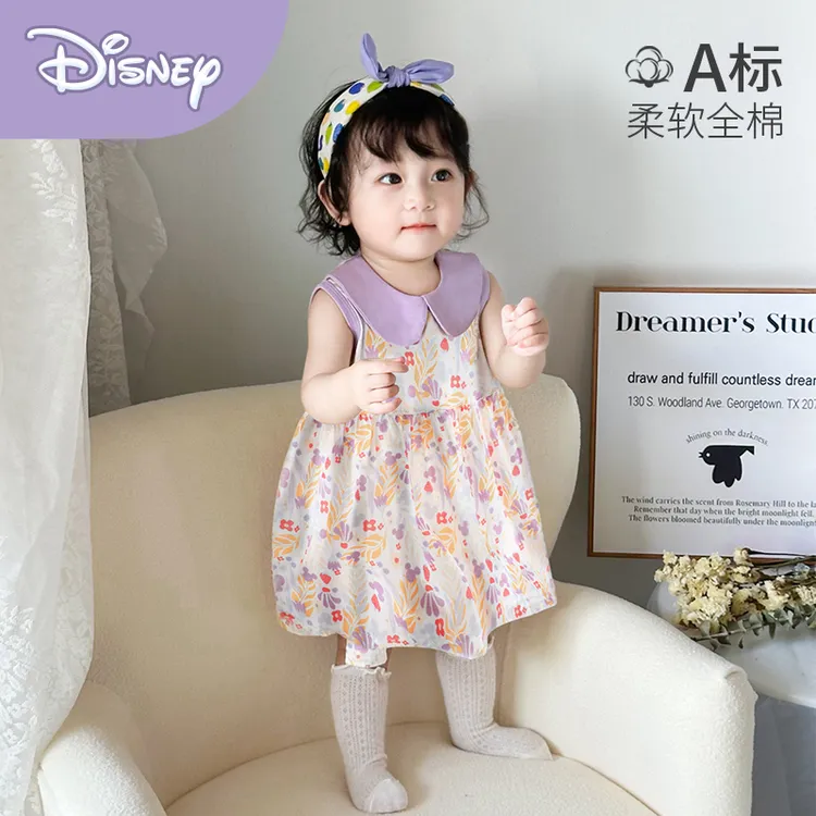 Disney/迪士尼婴儿连衣裙夏季女童小女孩碎花背心裙洋气女宝韩版