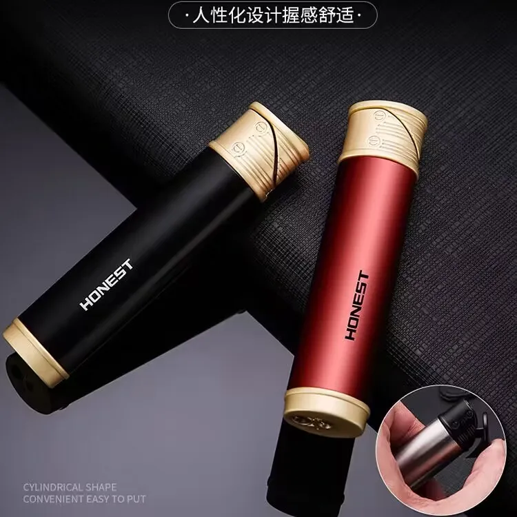 防风打火机刻字便携充气按压点火红色火焰小巧耐用送男友高档礼物