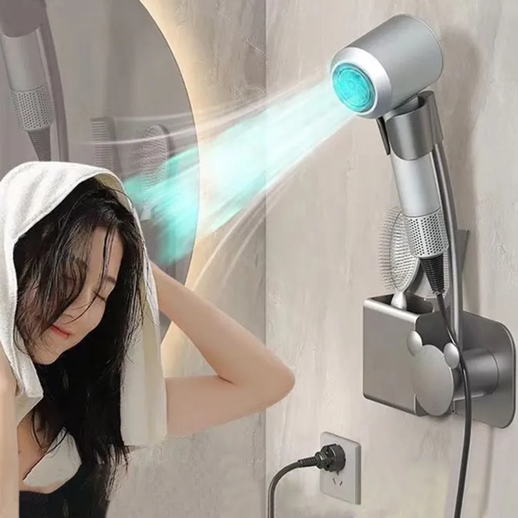 懒人吹风机架浴室卫生间免打孔吹风机支架防水收纳置物架吹风机架