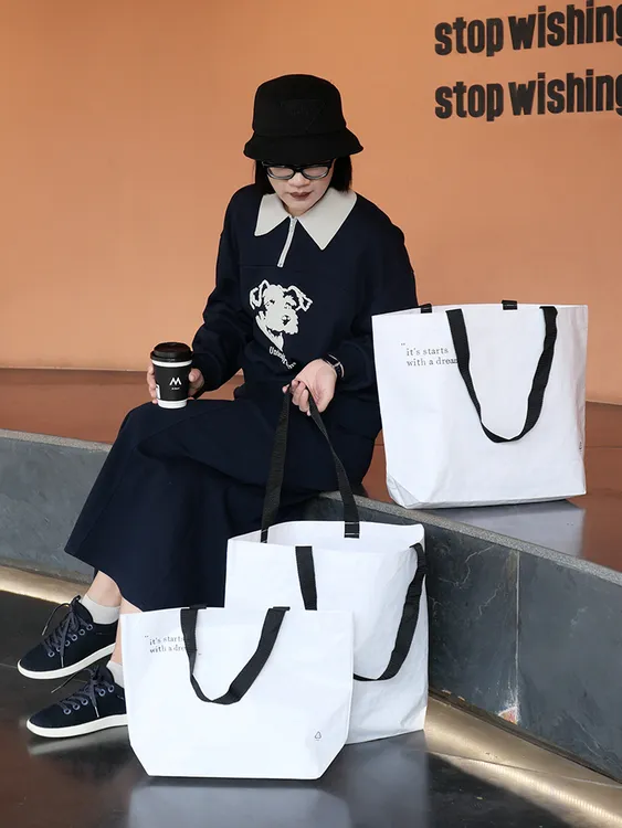 超高级编织购物袋定制装衣服女装礼品防水袋批发服装店手提袋专用