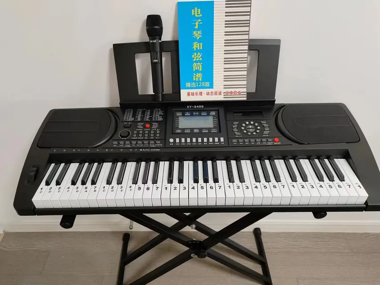 新韵S450充电款加琴架加直连无线电子琴麦克风可连内置蓝牙演奏琴