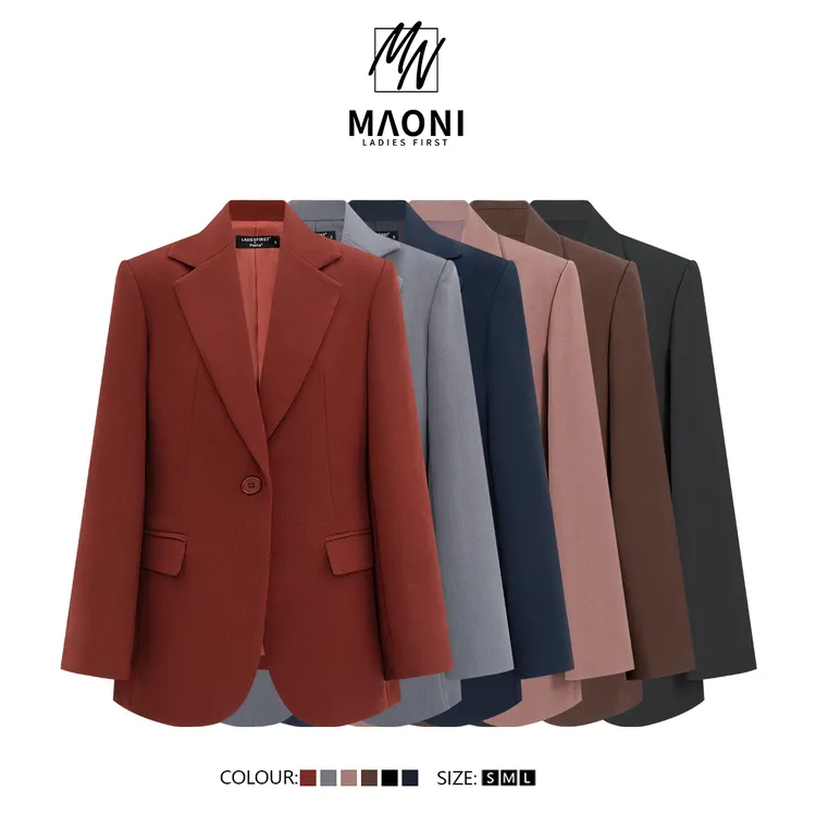 Peshe【潮服】气质长袖时尚休闲韩版西装外套网红百搭女士小众D8512