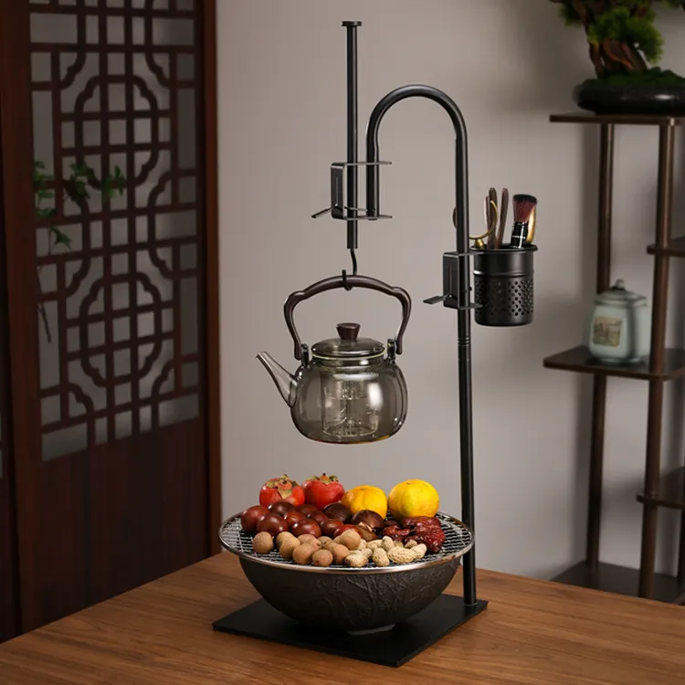 围炉煮茶新款高升炉玻璃壶套装多功能家用烧水煮茶神器配烤网吊架