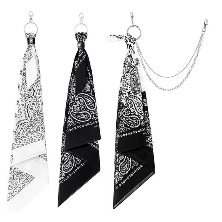 原创纯棉复古腰果花时尚潮牌街头裤巾腰巾嘻哈hiphop百搭男女裤链