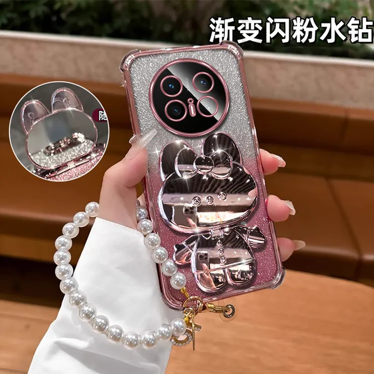 适用华为mate70手机壳创意女款60Pro+镜子支架50Pro防摔40挂绳30E