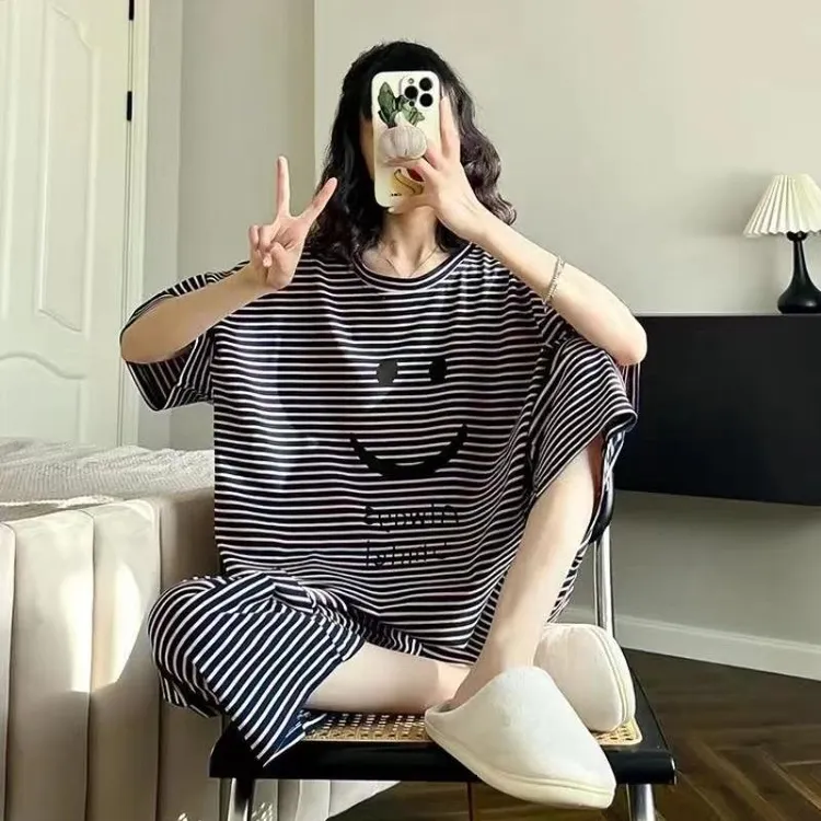 睡衣女两件套夏季冰丝休闲家居服套装可外穿睡衣女款爆款2024新款
